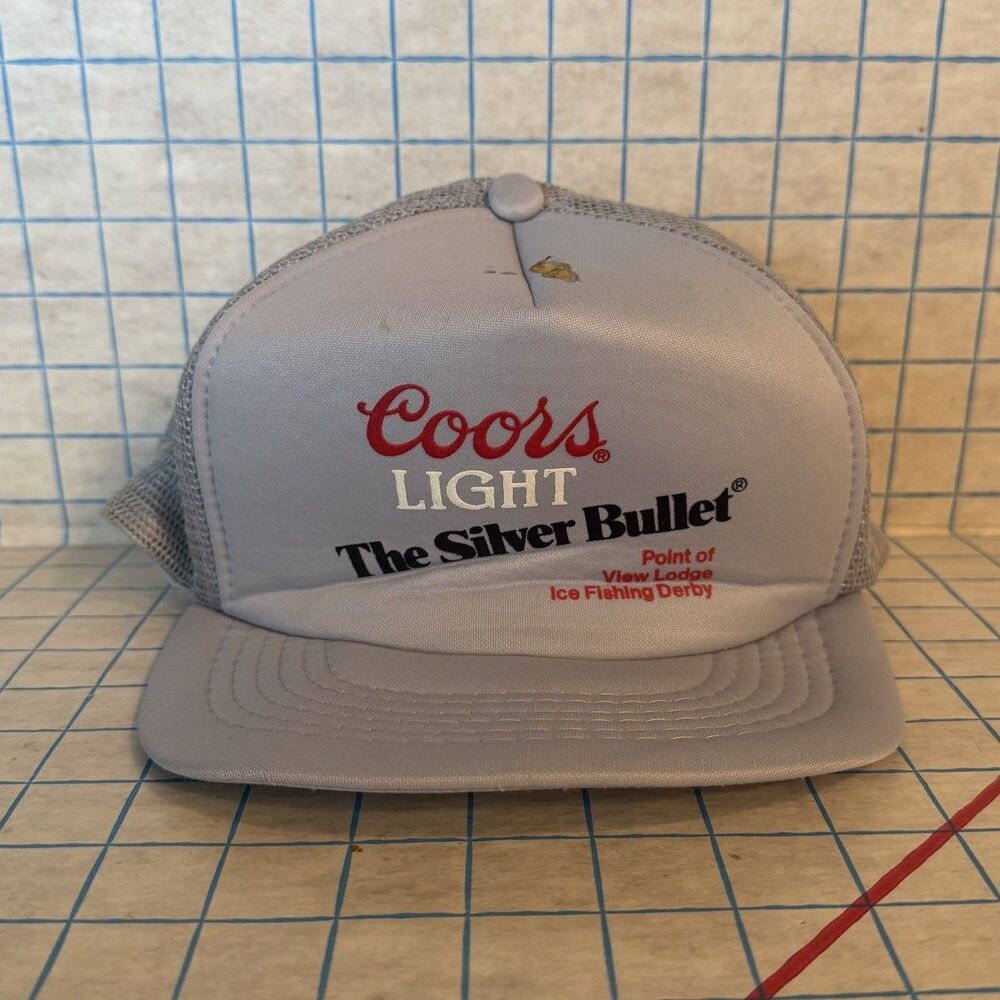 Vintage Coors Light The Silver Bullet Beer Trucker Mesh Back Hat Snapback Cap